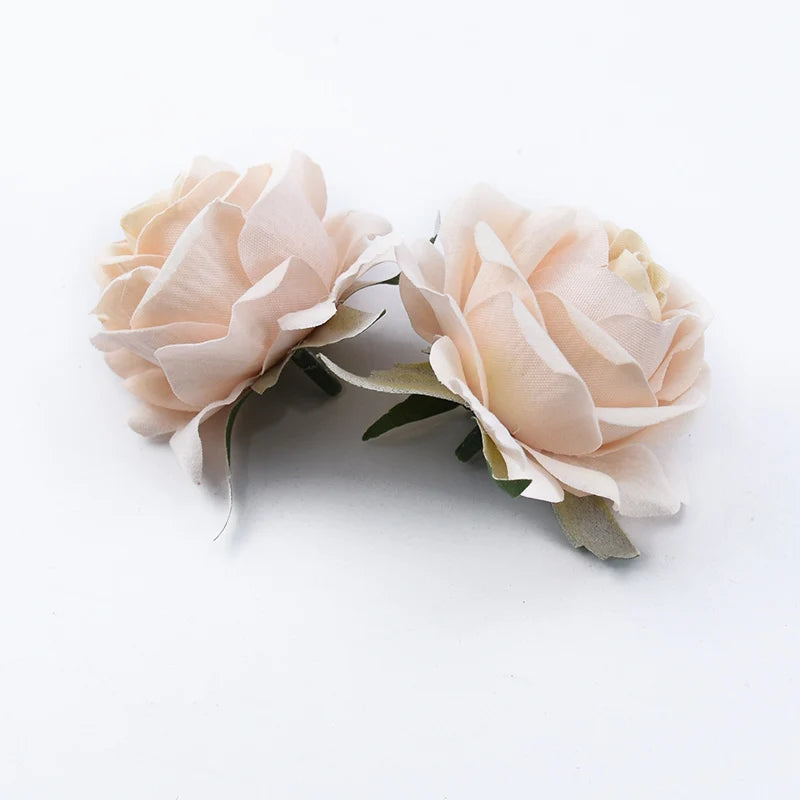 Silk Rose Heads Artificial Flowers – Wedding & Home Décor Artificial Silk Flowers Babs Champagne 10 PCS