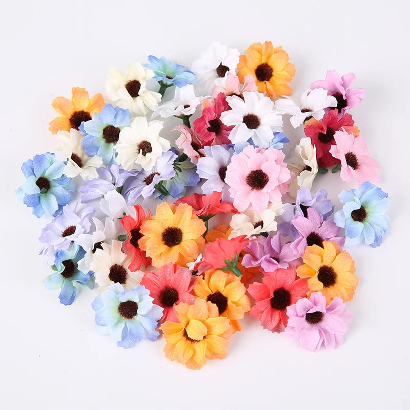 20/50Pcs Silk Artificial Daisy Heads – Wedding & Home Decor Artificial Flower Heads Babs