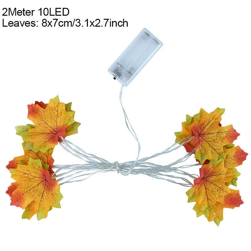 2M Maple Leaf LED Fairy Light Garland – Fall & Holiday Decor LED Leaf Garland Babs Style3