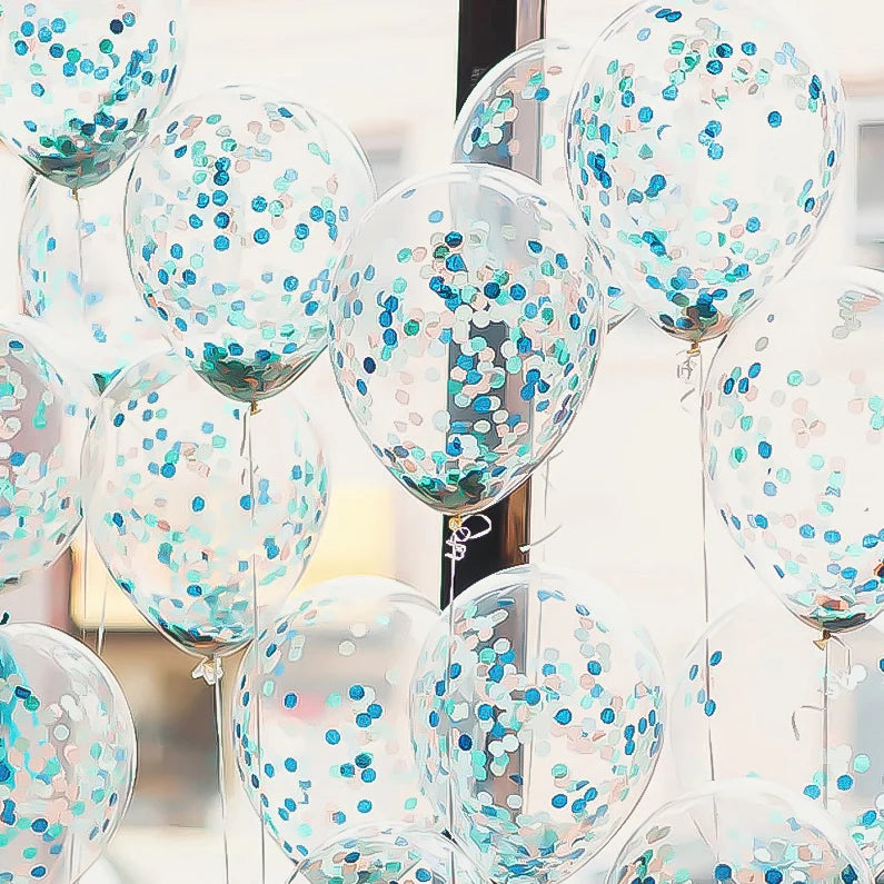Gold Confetti Latex Balloons – Clear Glitter Party Decorations Party Balloons Babs