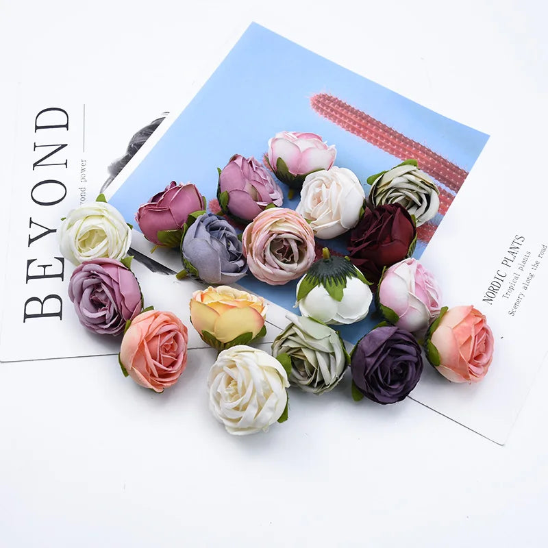 Silk Tea Rose Flower Heads 5/10 Pcs – Wedding & Home Décor Artificial Silk Flowers Babs