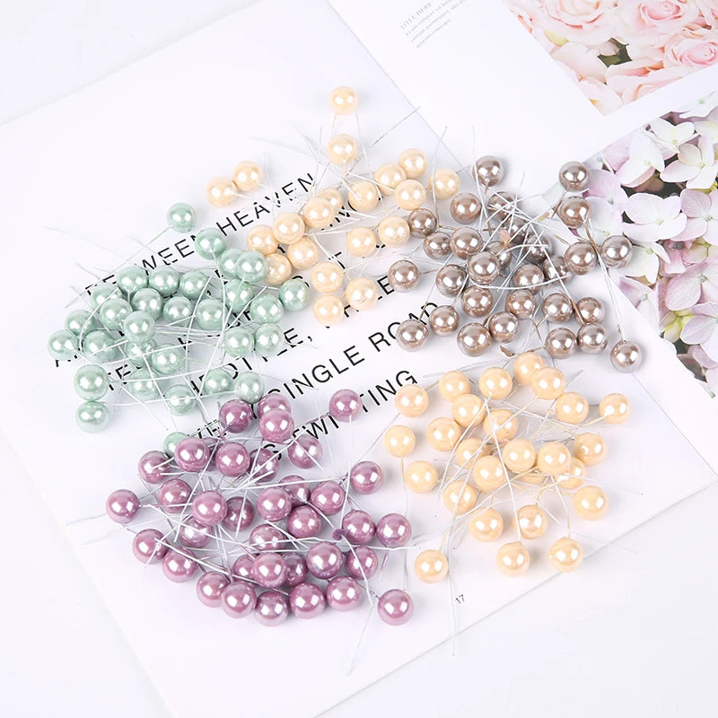 50/200Pcs Pearlescent Berry Stamens for Wedding & DIY Décor Artificial Flower Stamens Babs