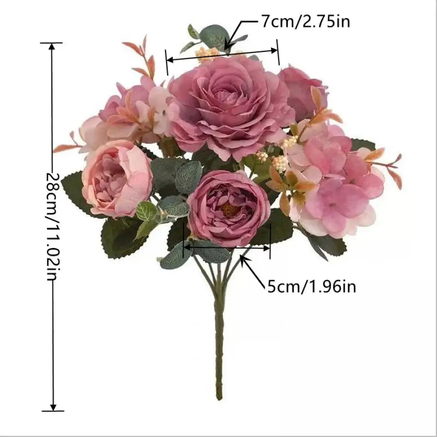 Retro Silk Peony Rose Artificial Flower Bouquet – Wedding Decor Artificial Flower Bouquet Babs