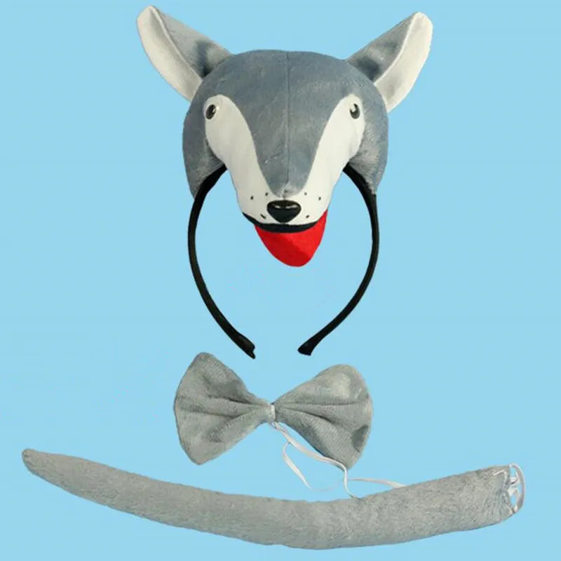 3D Gray Wolf Ears Headband & Tail Costume Set – Kids & Adults Costume Accessory Set Babs Default Title