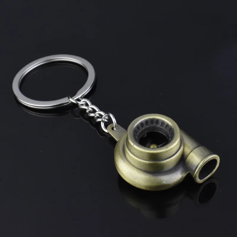 Mini Turbo Turbocharger Spinning Keychain – Car Key Ring Gift Turbo Keychain Babs Green patina
