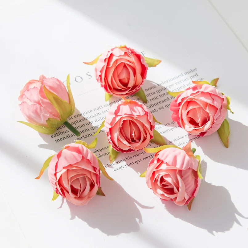 Silk Rose Tea Bud Artificial Flowers – Wedding & DIY Décor Artificial Silk Flowers Babs Watermelon 30pieces