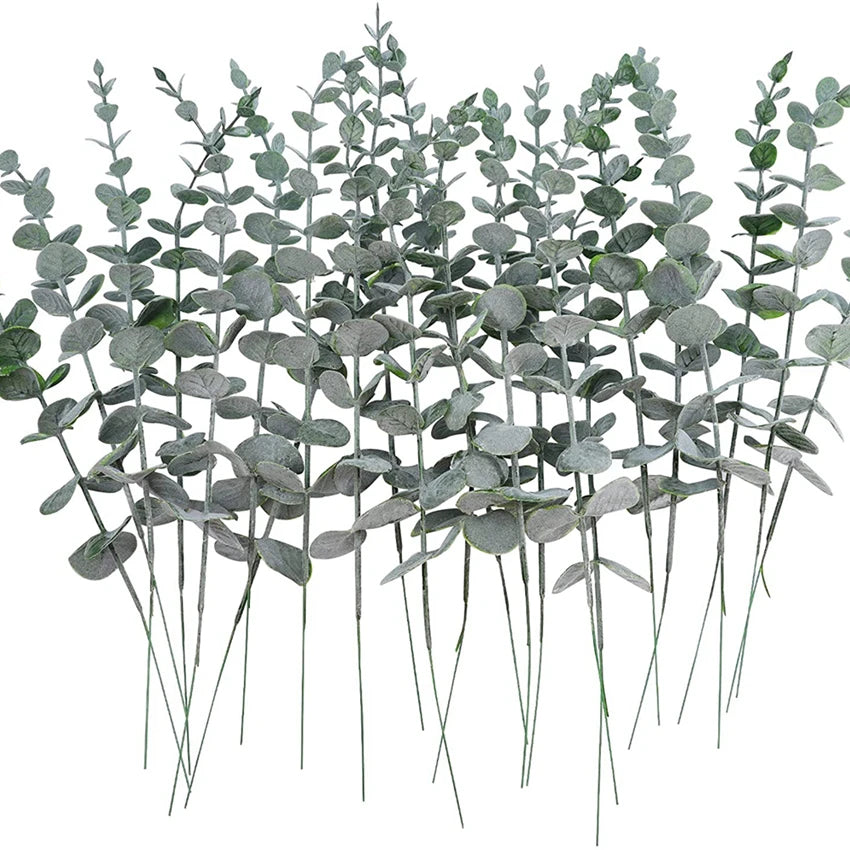 10PCS Artificial Eucalyptus Stems – Faux Greenery for Home & Events Artificial Greenery Stems Babs green