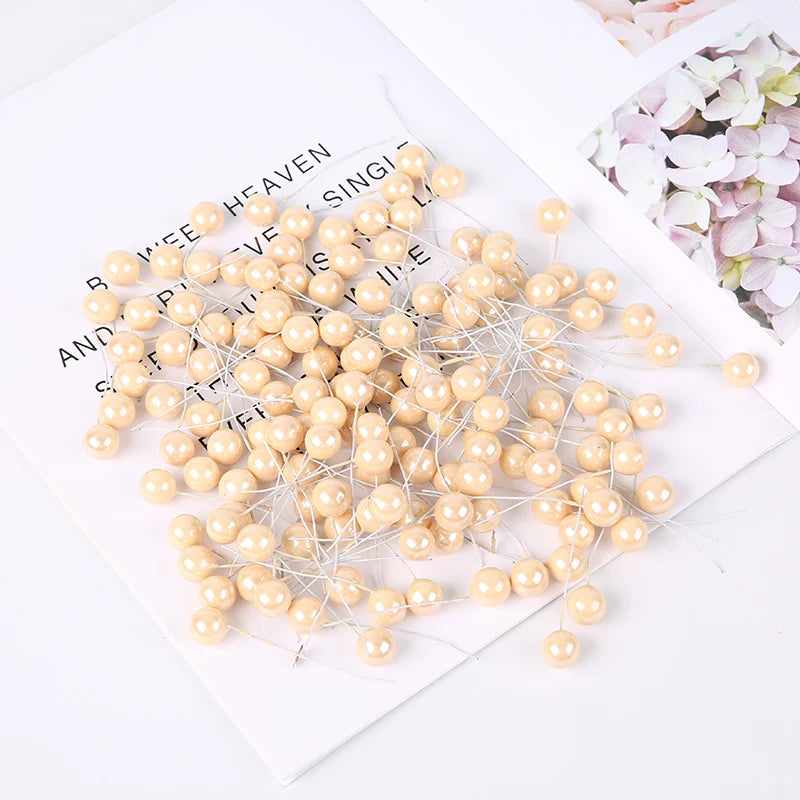 50/200Pcs Pearlescent Berry Stamens for Wedding & DIY Decor Artificial Flower Stamens Babs