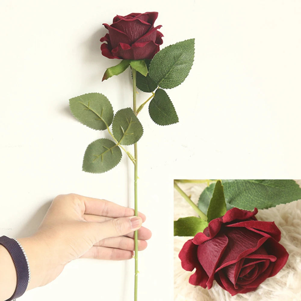 Silk Rose Artificial Bouquet 3/5pc – Wedding & Home Decor Artificial Flower Bouquet Babs Burgundy 3 Piece