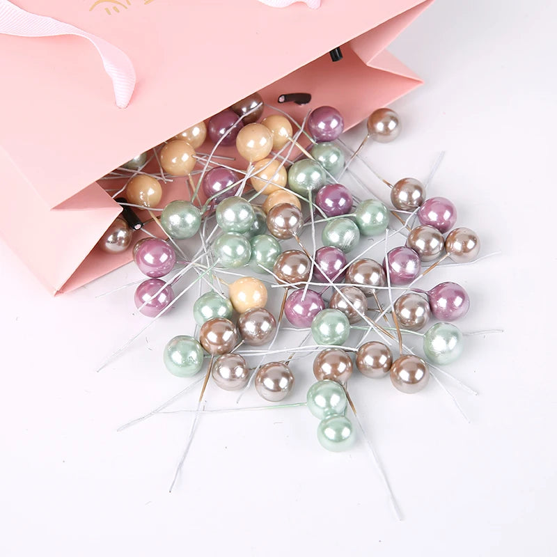 50/200Pcs Pearlescent Berry Stamens for Wedding & DIY Décor Artificial Flower Stamens Babs