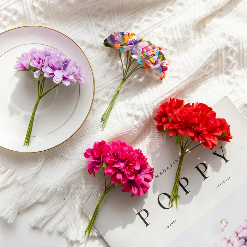 18PCS Silk Artificial Carnation Bouquet for Wedding & Home Decor Artificial Flower Bouquet Babs