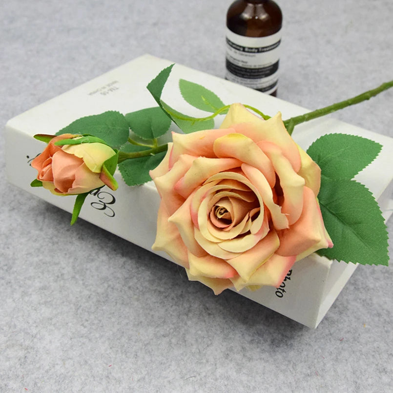 Artificial Silk Rose Bouquet – Wedding, Home & Table Décor Artificial Silk Flowers Babs Champagne 1pc