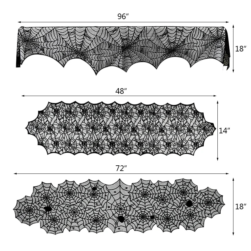 Halloween Lace Spider Web Skull Tablecloth & Mantel Scarf Halloween Table Decoration Babs