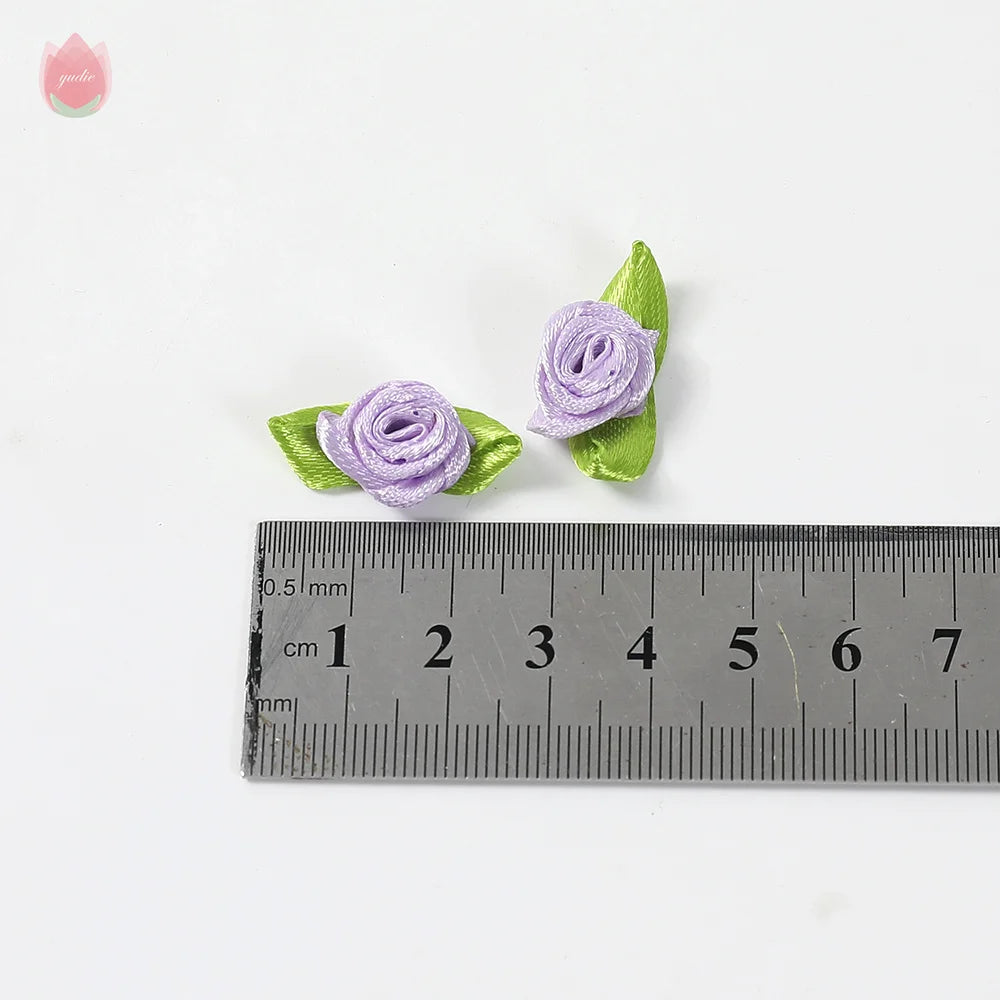 50Pcs Silk Bow-Knot Mini Artificial Rose Flower Heads 2cm Artificial Flower Heads Babs