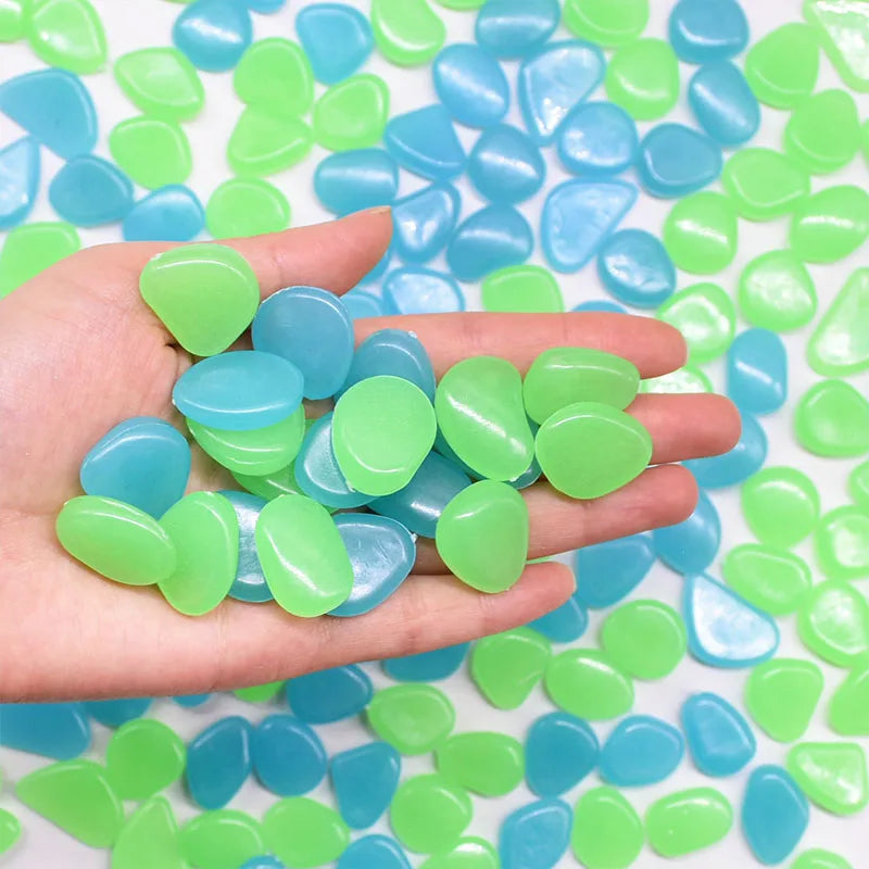 200Pcs Glow in the Dark Garden Pebbles – Lawn & Aquarium Rocks Luminous Garden Pebbles Babs
