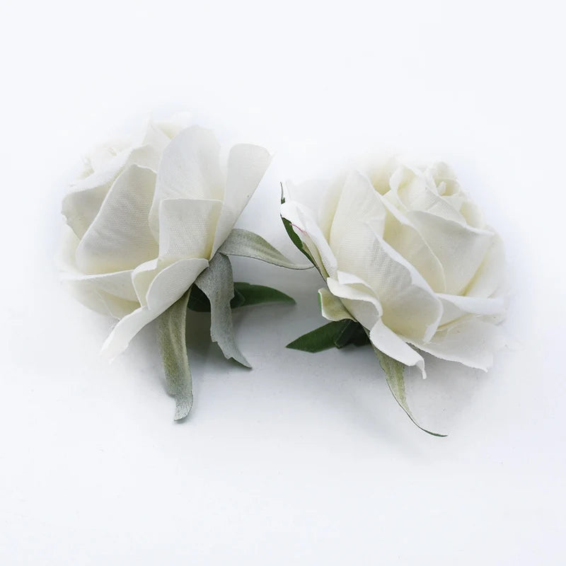 Silk Rose Heads Artificial Flowers – Wedding & Home Décor Artificial Silk Flowers Babs WHITE 10 PCS