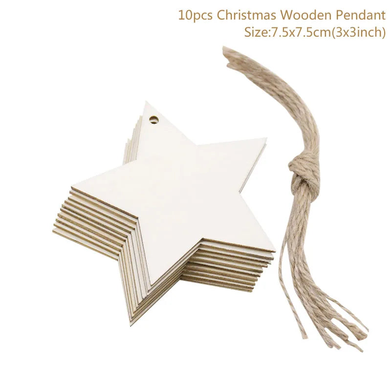 10pcs Wooden Christmas Tree Hanging Ornaments | Holiday Decor Christmas Ornaments Babs Style3
