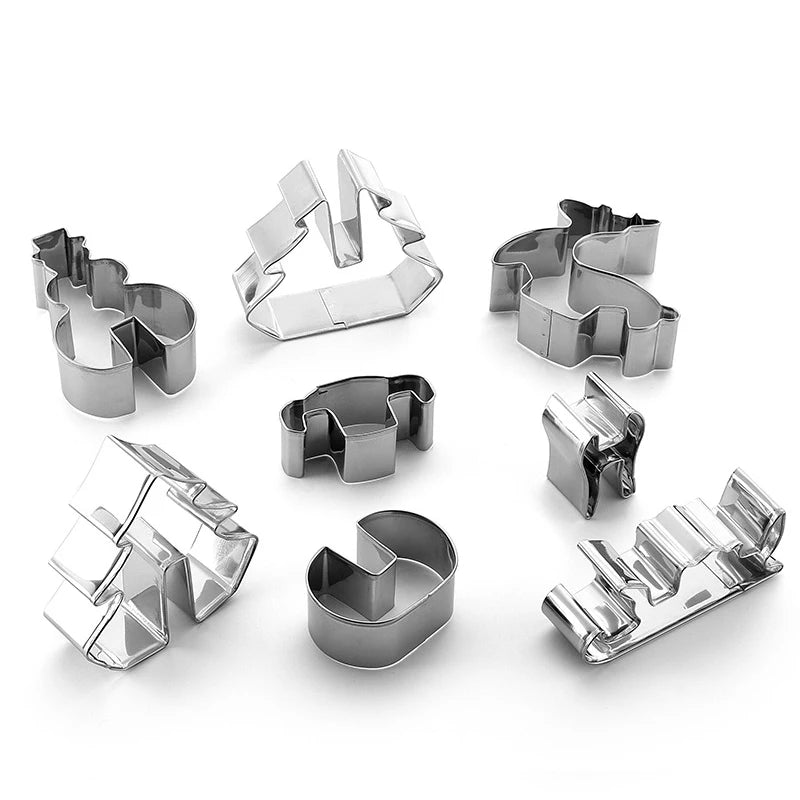 8-Piece 3D Christmas Cookie Cutters – Stainless Steel Set Cookie Cutter Set Babs