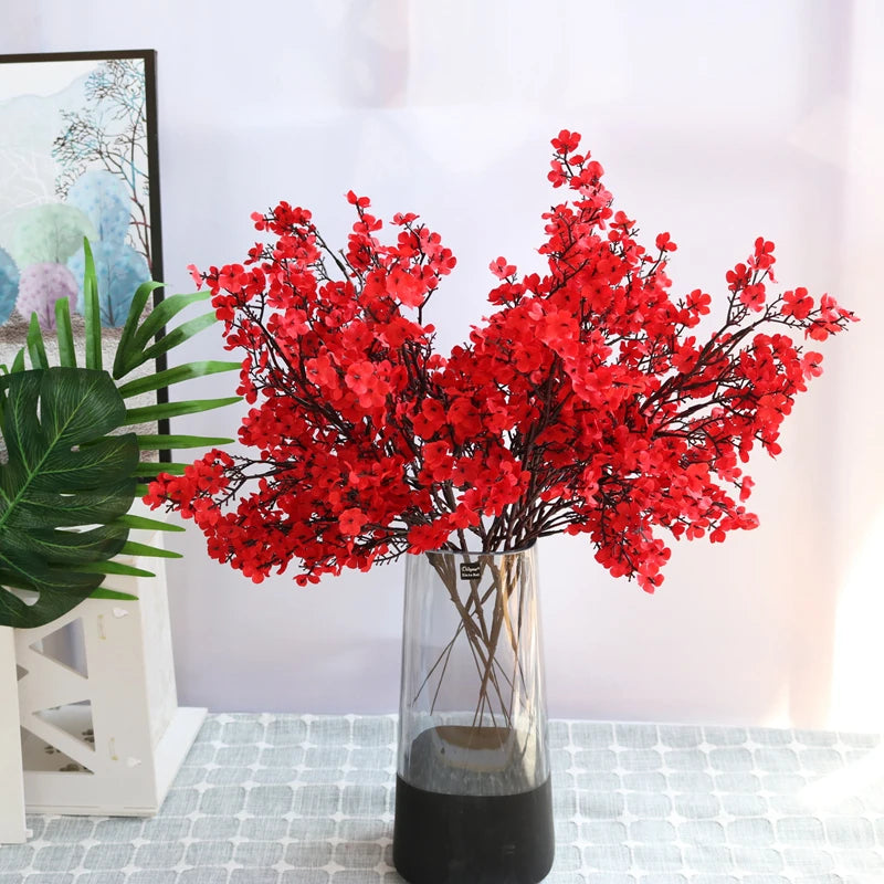 White Artificial Cherry Blossom & Gypsophila Silk Flowers Artificial Silk Flowers Babs Red