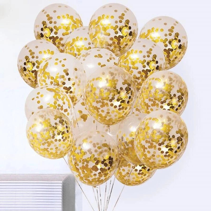 Gold Confetti Latex Balloons – Clear Glitter Party Decorations Party Balloons Babs