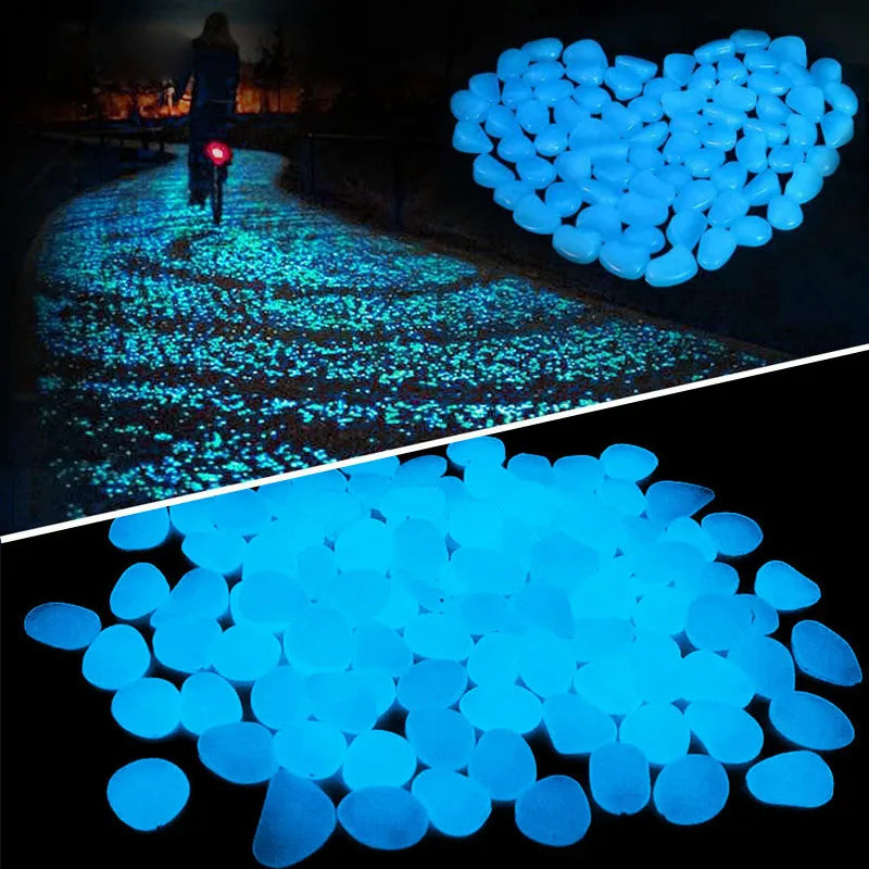 200Pcs Glow in the Dark Garden Pebbles – Lawn & Aquarium Rocks Luminous Garden Pebbles Babs