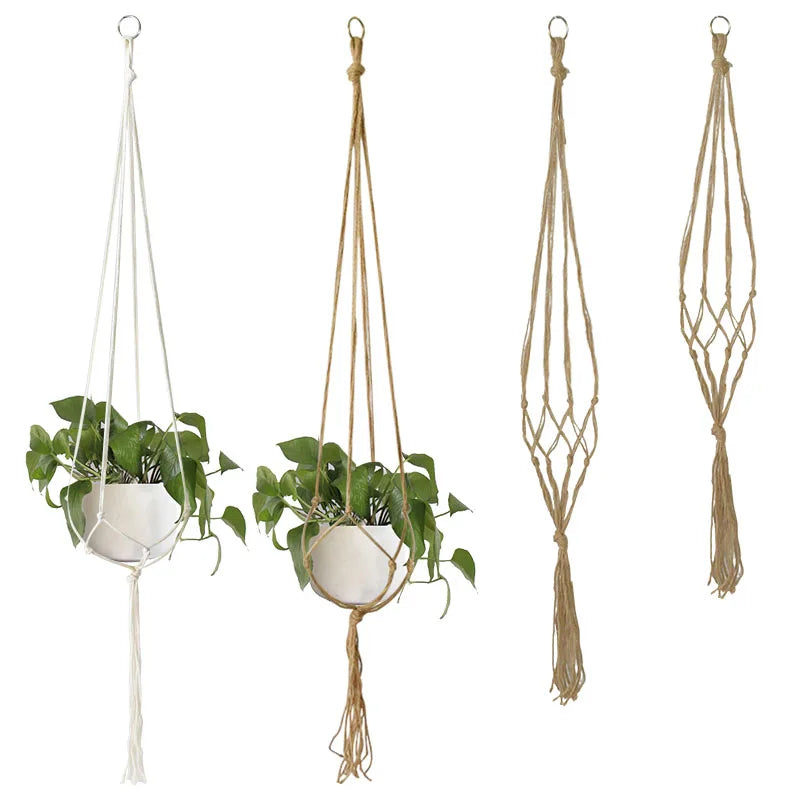 Macrame Plant Hanger – Handmade Rattan Rope Hanging Basket Macrame Plant Hanger Babs