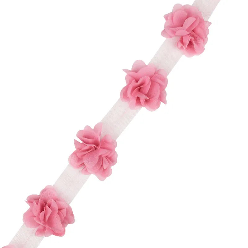 3D Chiffon Flower Lace Trim 2 Yards 24pc – DIY Sewing Craft Lace Flower Trim Babs
