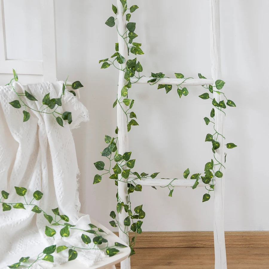 210cm Artificial Ivy Hanging Garland – Green Silk Vine Leaves Artificial Vine Garland Babs