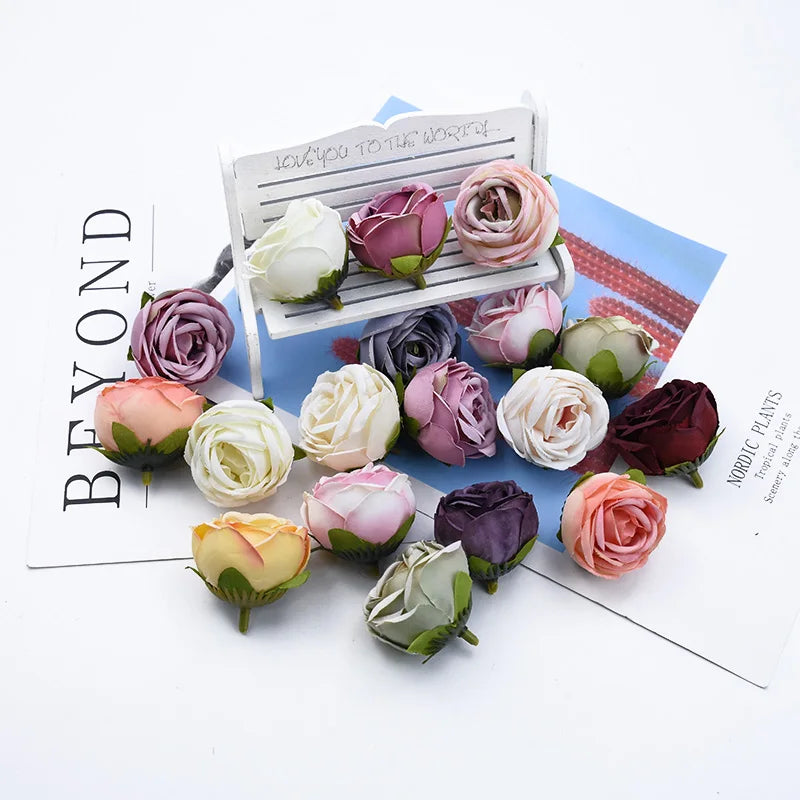 Silk Tea Rose Flower Heads 5/10 Pcs – Wedding & Home Décor Artificial Silk Flowers Babs