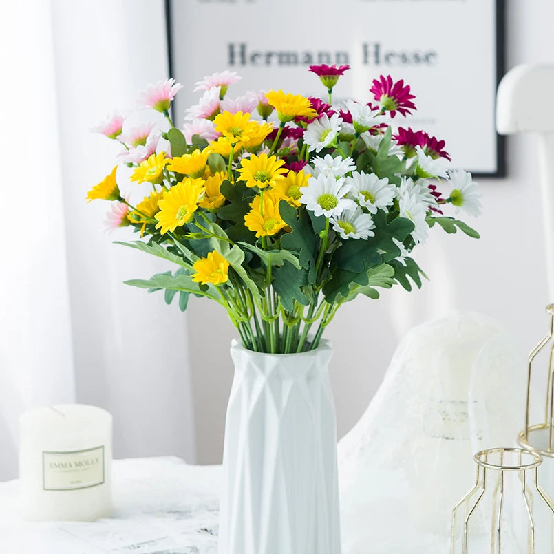 21-Head Silk Daisy Bouquet – Autumn Artificial Flowers for Home Artificial Flower Bouquet Babs