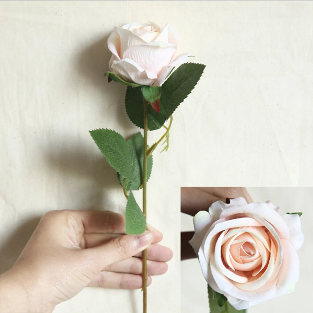 Silk Rose Artificial Bouquet 3/5pc – Wedding & Home Decor Artificial Flower Bouquet Babs Champagne 3 Piece