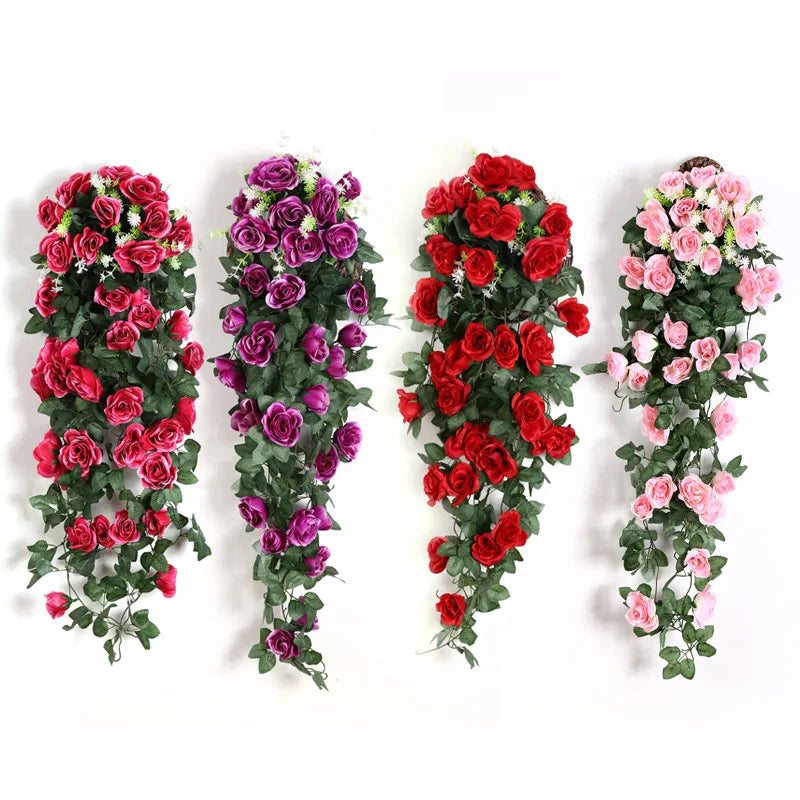 Artificial Silk Rose Wreath – Wall Hanging Floral Home Decor Decorative Floral Wreath Babs