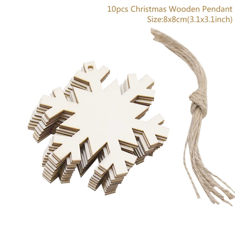 10pcs Wooden Christmas Tree Hanging Ornaments | Holiday Decor Christmas Ornaments Babs Style1