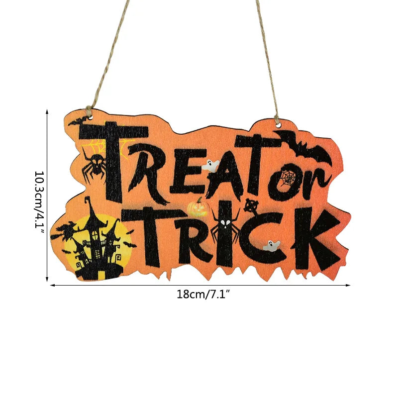 Halloween Wooden Ornaments Pumpkin Ghost Hanging Pendants