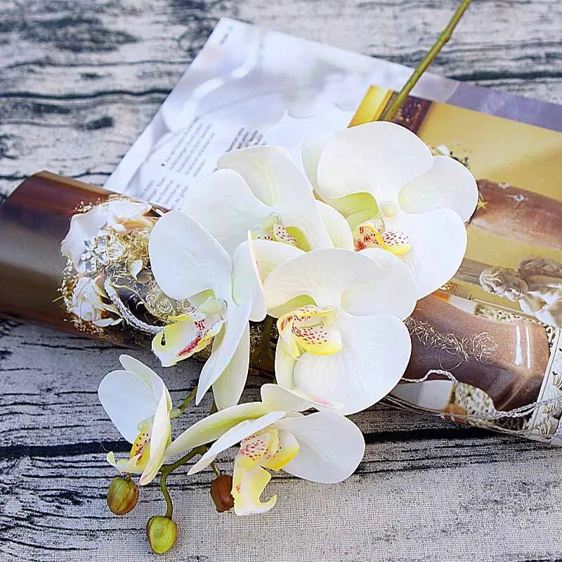 Artificial Butterfly Orchid Bundle 6 Heads – Home & Wedding Decor Artificial Flower Bundle Babs Milk white