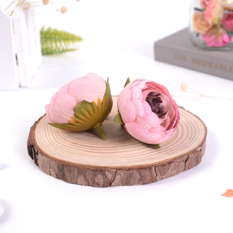 Silk Rose Camellia Artificial Flower Heads for Wedding & Home Décor Artificial Flower Heads Babs Pink Red 5Pcs