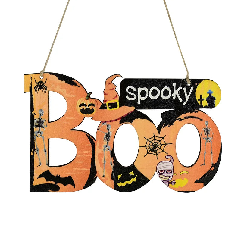 Halloween Wooden Ornaments Pumpkin Ghost Hanging Pendants Halloween Hanging Ornaments Babs