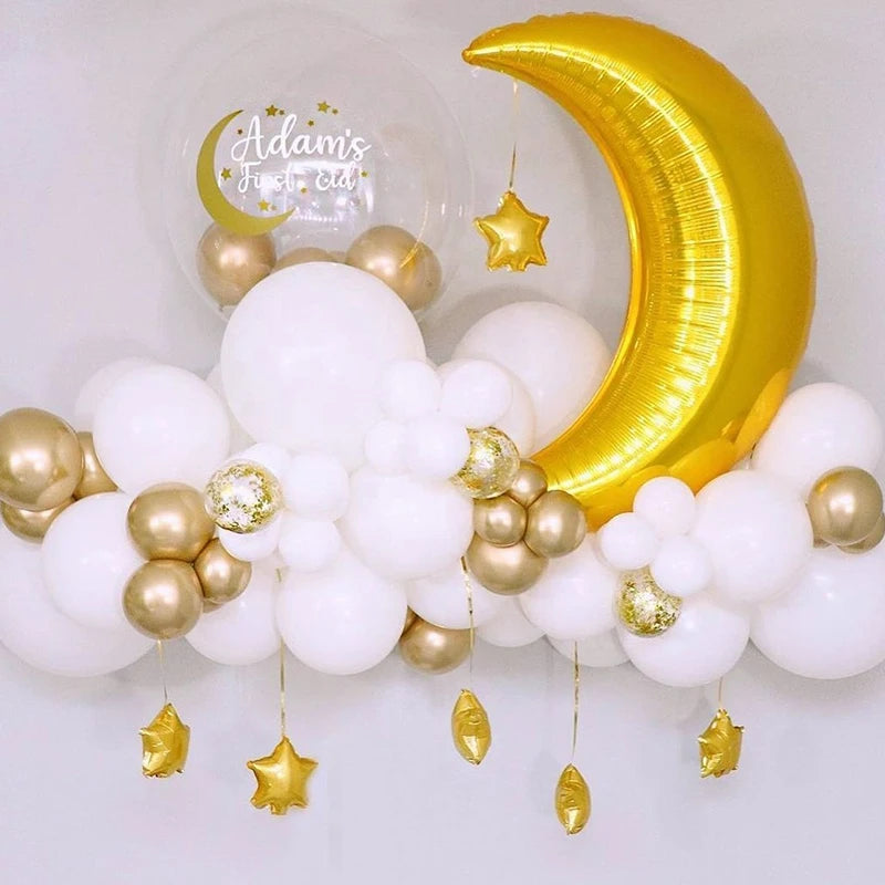 60Pcs Moon Star Balloons – Eid Mubarak & Ramadan Party Decor Party Balloon Set Babs
