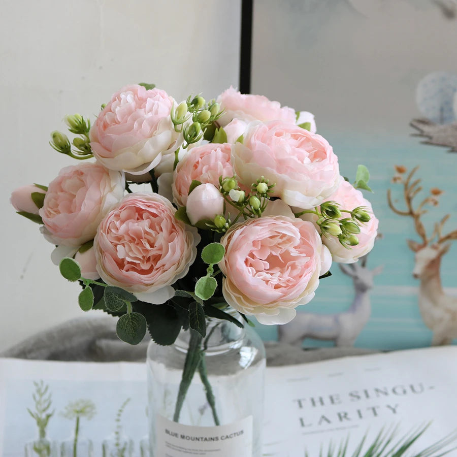 Silk Peony & Rose Artificial Bouquet – Wedding & Home Décor Artificial Flower Bouquet Babs