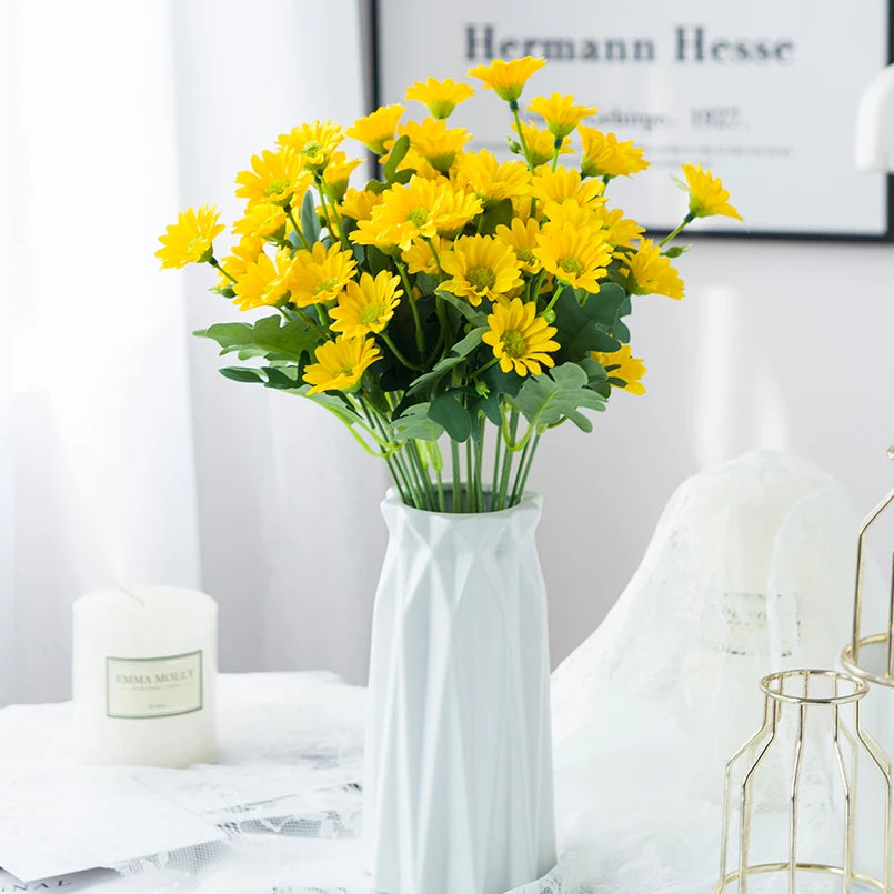 21-Head Silk Daisy Bouquet – Autumn Artificial Flowers for Home Artificial Flower Bouquet Babs