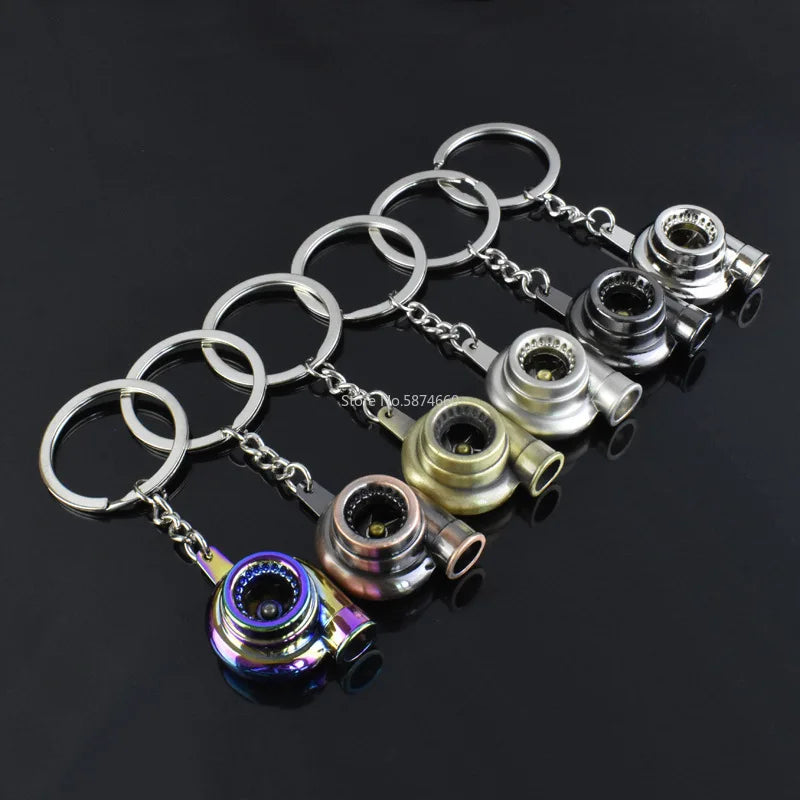 Mini Turbo Turbocharger Spinning Turbine Keychain | Car Keyring Turbo Keychain Babs