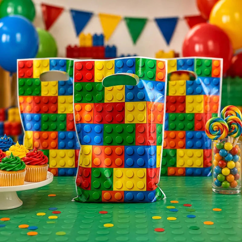Building Block Birthday Party Favor Bags – Complete Party Set Party Favor Bags Babs