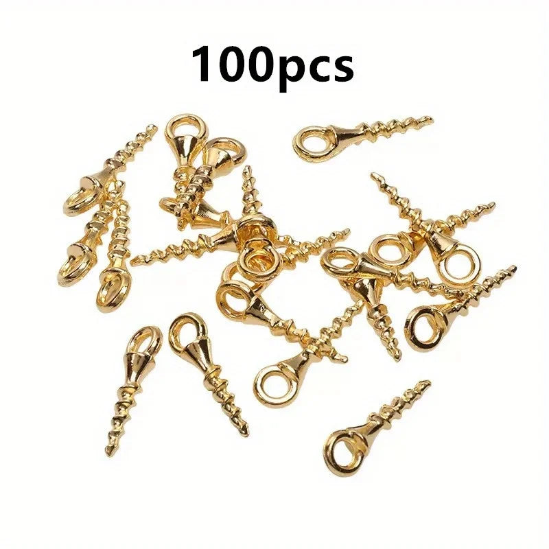 100 Mini Aluminum Eye Screws M2*3 for Wood, Walls & DIY Eye Screws Babs golden100pcs
