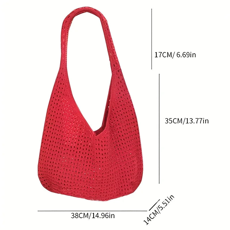 Bohemian Crochet Shoulder Bag – Large Woven Tote for Women Crochet Shoulder Bag Babs