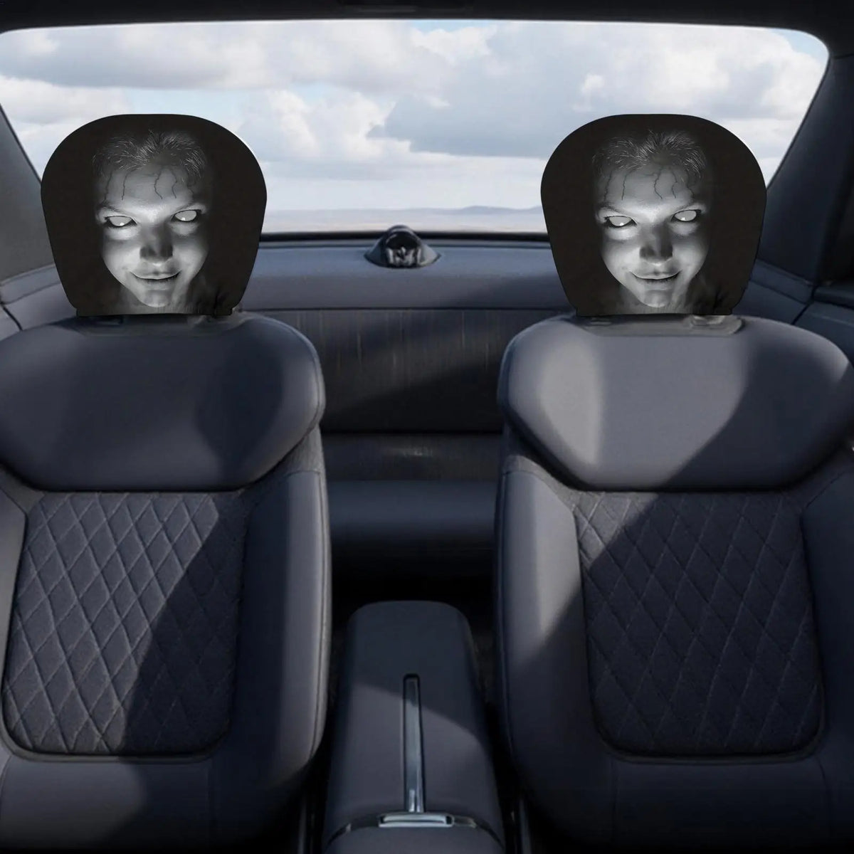 Halloween Horror Face Car Headrest Covers | Elastic Polyester Car Headrest Cover Babs