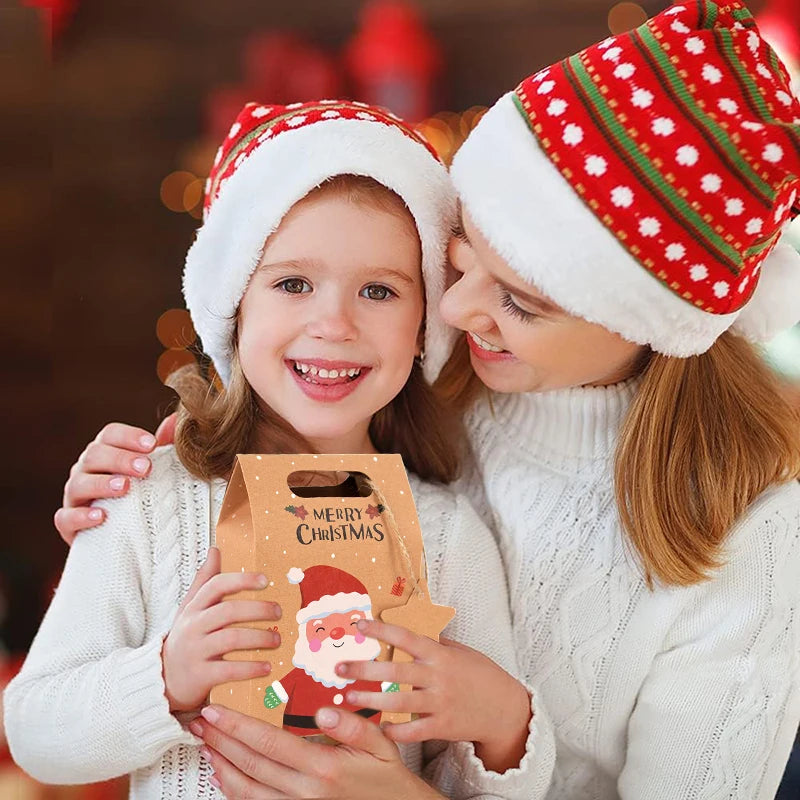 Christmas Kraft Paper Candy Gift Boxes with Tags – 6/12/24 Pcs Holiday Gift Boxes Babs
