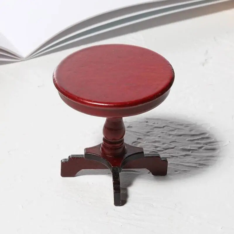 1:12 Dollhouse Miniature Round Dining Table – Birch Wood Dollhouse Miniature Furniture Babs Brown