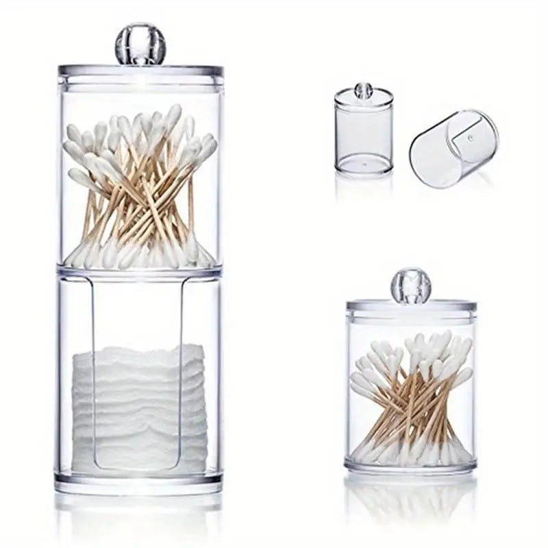 Round Acrylic Q-Tip & Cosmetic Storage Box Organizer Cosmetic Storage Organizer Babs