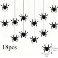 18pcs Halloween Glitter Black Spider Hanging Decorations Halloween Hanging Decor Babs 18pcs