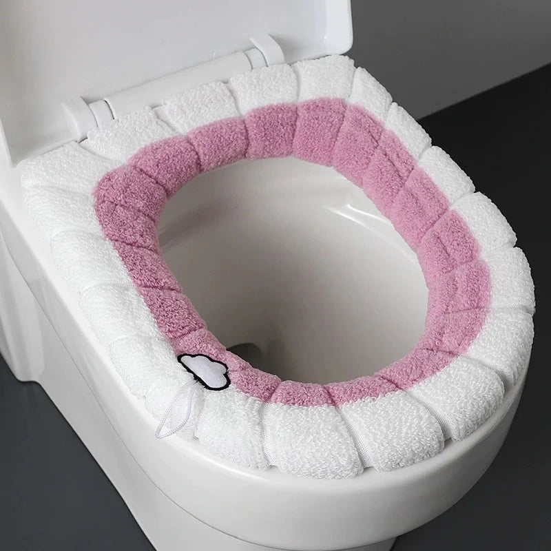 Stretchable Washable Toilet Seat Cushion Cover with Handle Toilet Seat Cover Babs Pink